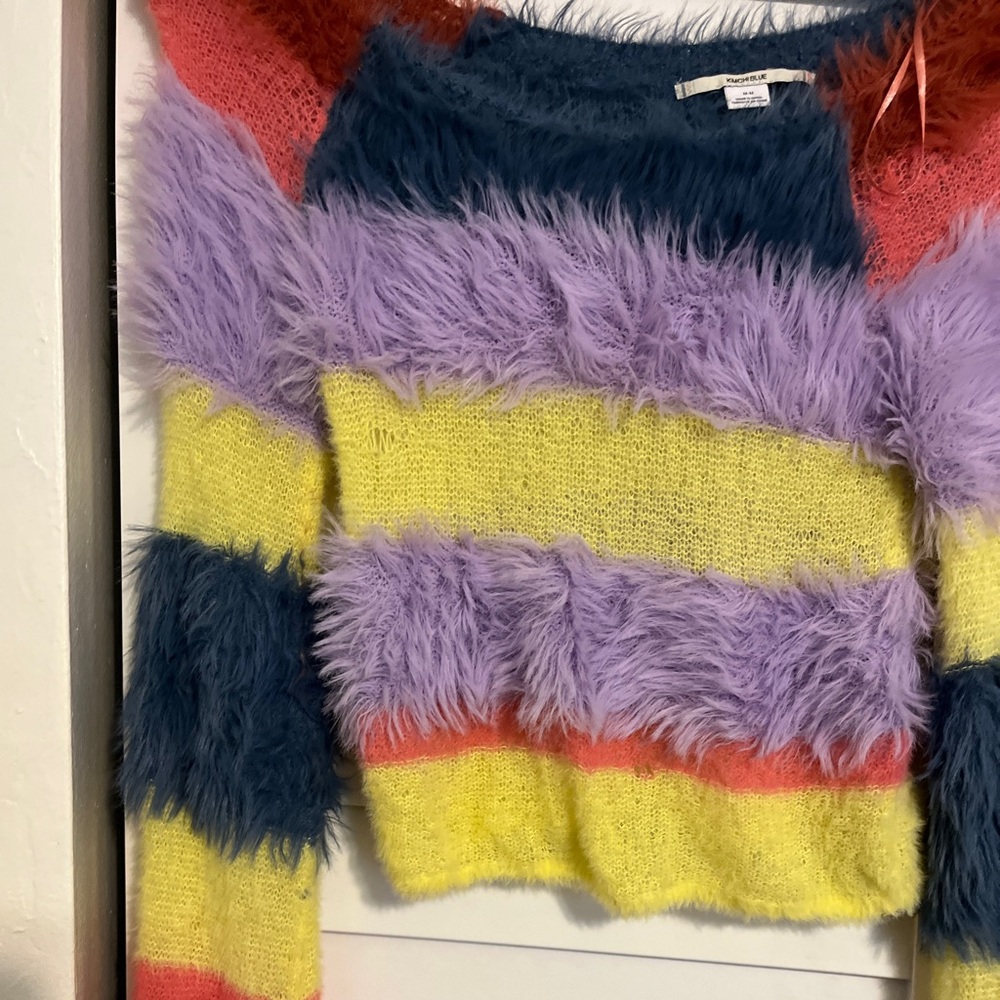 Kimchi Cropped Eyelash Sweater Colorful